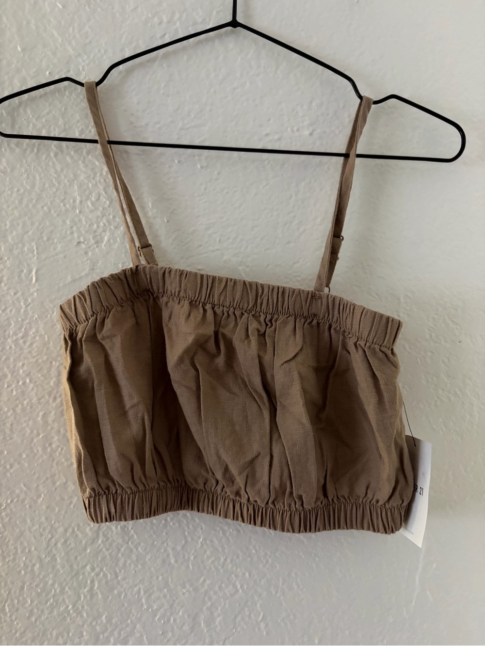 Women's Brown Cropped Tube Top with Adjustable Straps